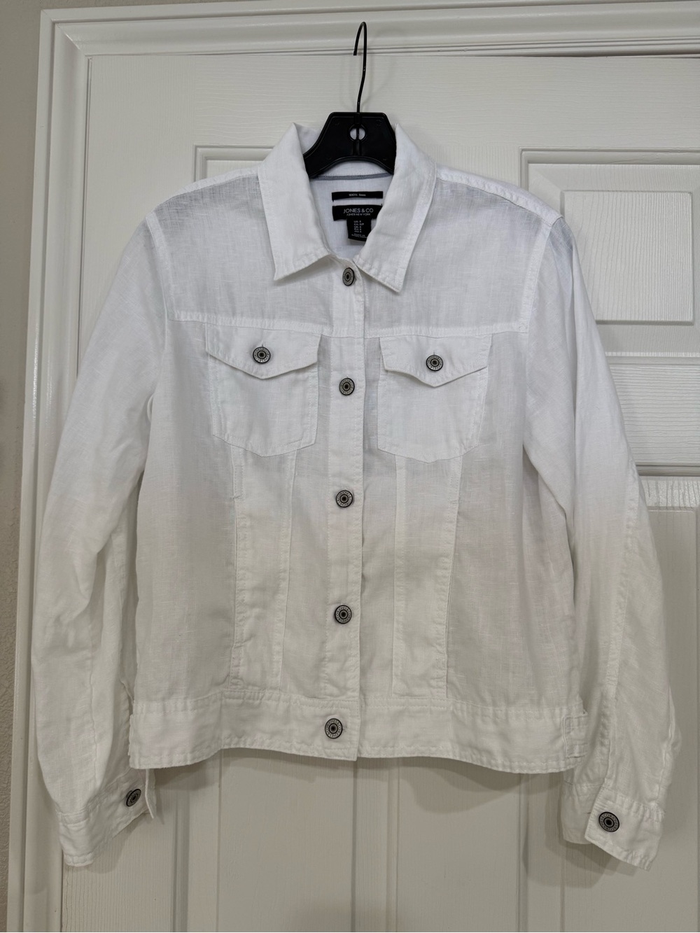 Jones New York White Linen-Blend Jean Jacket